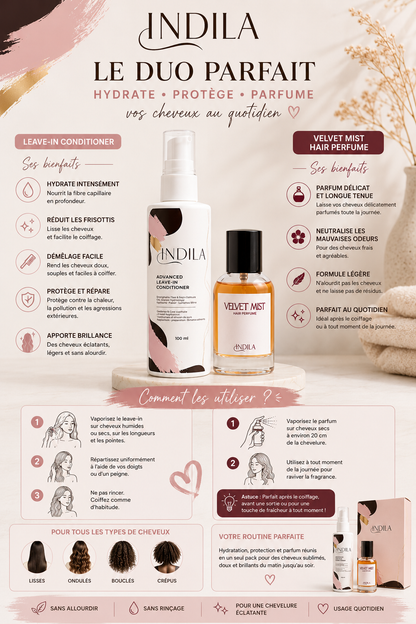 Pack Indila – Leave-In Conditioner + Velvet Mist Hair Perfume